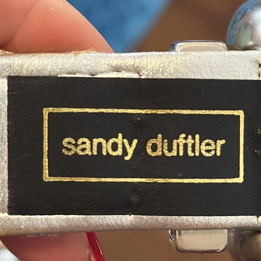 Vintage 80s/90s Sandy Duftler silver &‎ sparkly gold woven belt